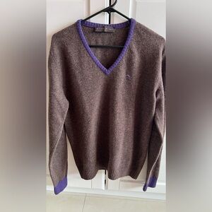 ETRO Brown and Purple Heather Wool V-Neck Pullover